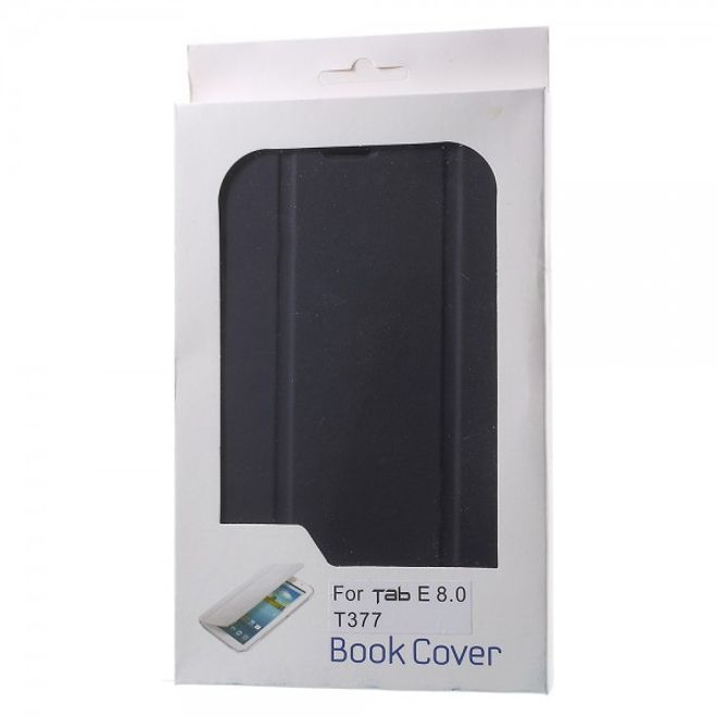 Samsung Galaxy Tab E 8.0 Schicke, dreifach faltbare Leder Cover Hülle mit Standfunktion - dunkelblau