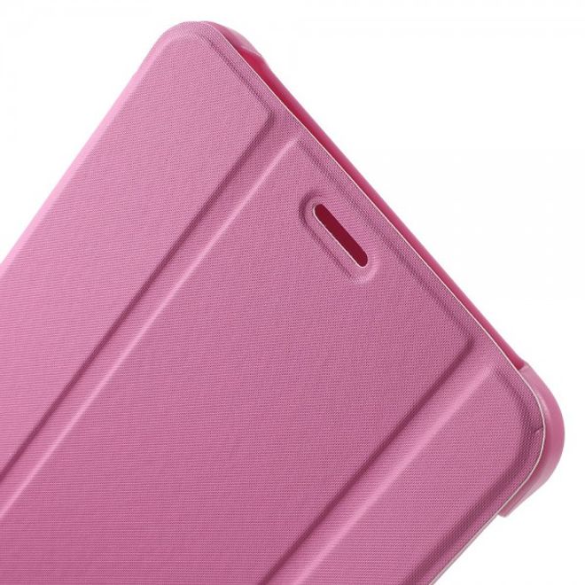 Samsung Galaxy Tab E 8.0 Schicke, dreifach faltbare Leder Cover Hülle mit Standfunktion - rosa