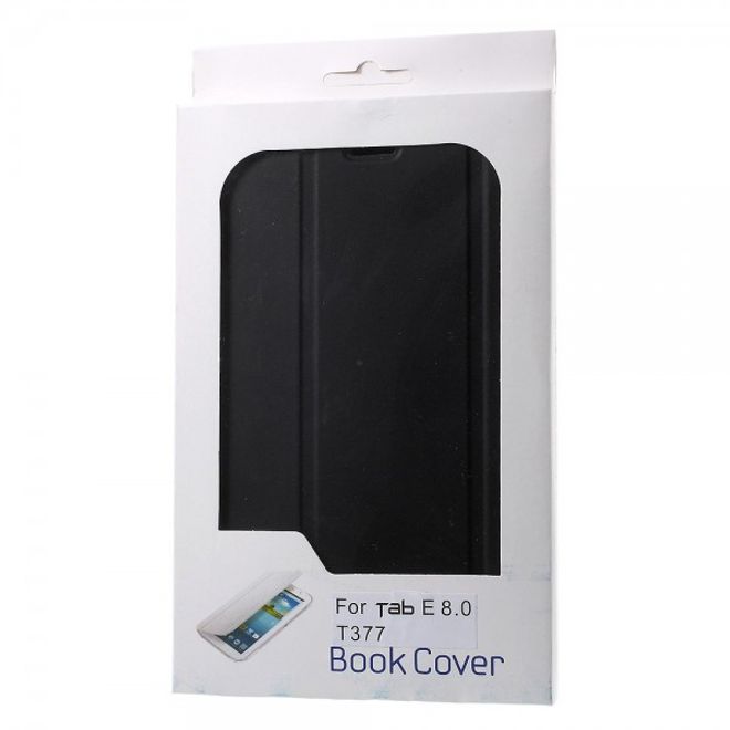Samsung Galaxy Tab E 8.0 Schicke, dreifach faltbare Leder Cover Hülle mit Standfunktion - schwarz