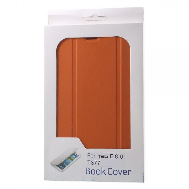 Samsung Galaxy Tab E 8.0 Schicke, dreifach faltbare Leder Cover Hülle mit Standfunktion - orange