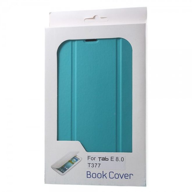 Samsung Galaxy Tab E 8.0 Schicke, dreifach faltbare Leder Cover Hülle mit Standfunktion - hellblau