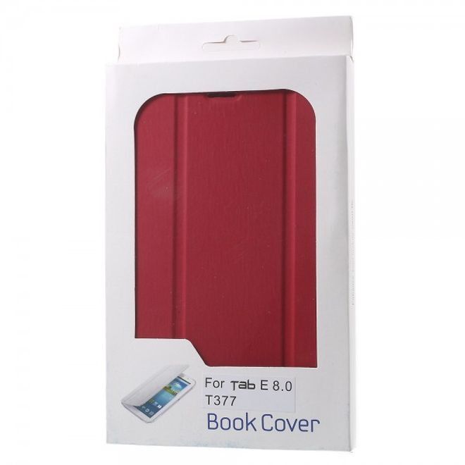 Samsung Galaxy Tab E 8.0 Schicke, dreifach faltbare Leder Cover Hülle mit Standfunktion - rot