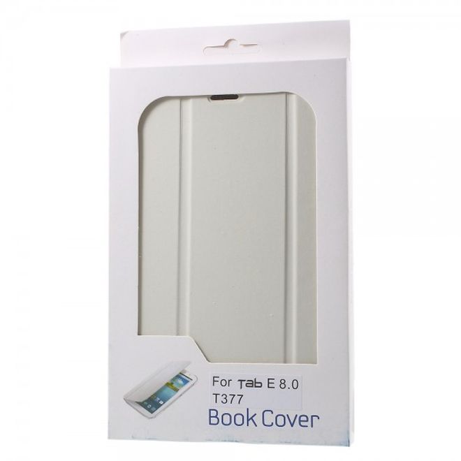 Samsung Galaxy Tab E 8.0 Schicke, dreifach faltbare Leder Cover Hülle mit Standfunktion - weiss