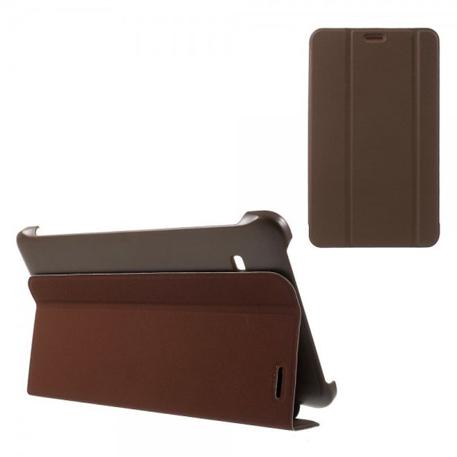 Samsung Galaxy Tab E 8.0 Schicke, dreifach faltbare Leder Cover Hülle mit Standfunktion - braun