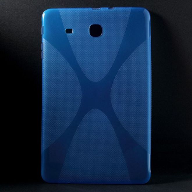 Samsung Galaxy Tab E 9.6 Elastische Plastik Case Hülle X-Shape - blau