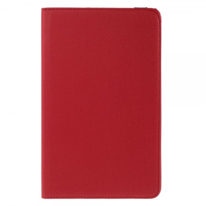 Samsung Galaxy Tab E 9.6 Rotierbare Leder Cover Hülle mit Köpermuster - rot
