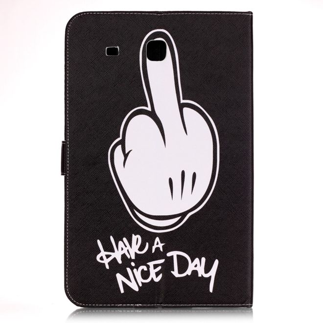 Samsung Galaxy Tab E 9.6 Tablethülle - Case aus Leder - mit Standfunktion - Stinkefinger und Spruch "Have a nice day"