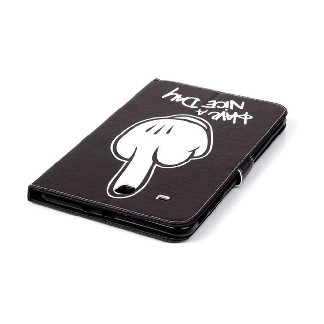 Samsung Galaxy Tab E 9.6 Tablethülle - Case aus Leder - mit Standfunktion - Stinkefinger und Spruch "Have a nice day"