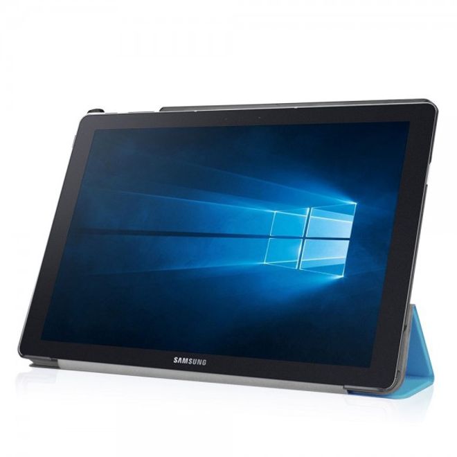 Samsung Galaxy TabPro S Dreifach faltbare Leder Case Tablet Hülle mit Standfunktion - hellblau