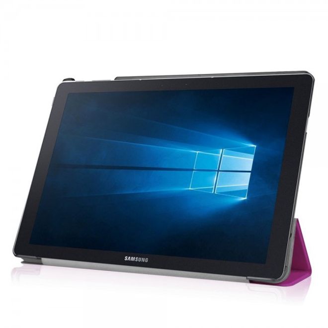 Samsung Galaxy TabPro S Dreifach faltbare Leder Case Tablet Hülle mit Standfunktion - purpur