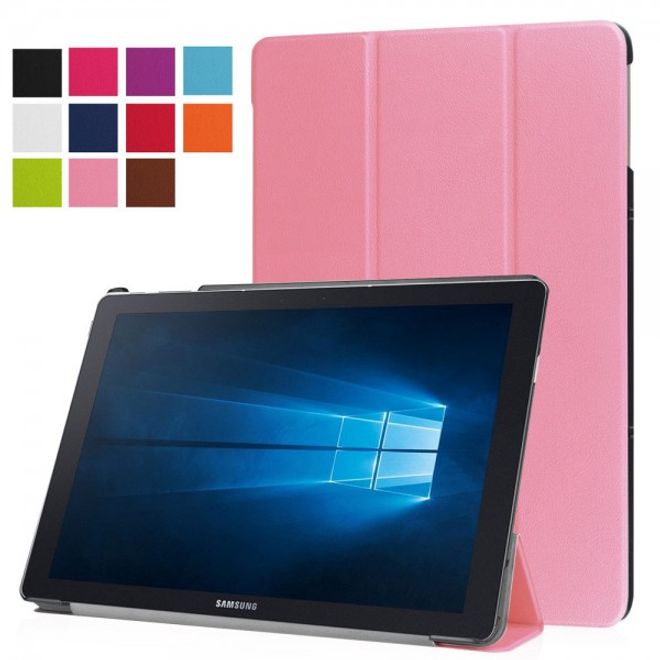 Samsung Galaxy TabPro S Dreifach faltbare Leder Case Tablet Hülle mit Standfunktion - pink