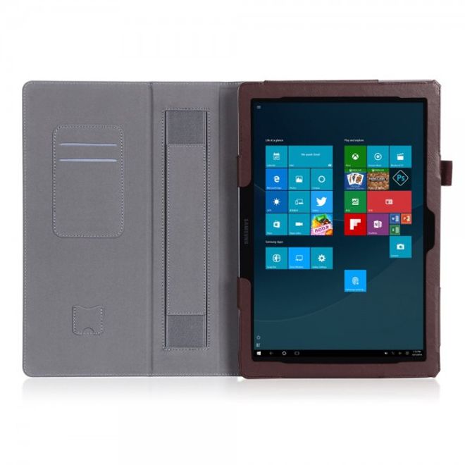 Samsung Galaxy TabPro S Modische Leder Smart Case Hülle mit Standfunktion - braun