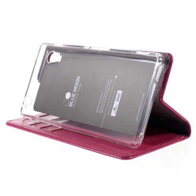 Goospery - Sony Xperia M4 Aqua Hülle - Handy Bookcover - Bluemoon Flip Series - pink
