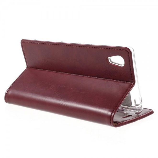 Goospery - Sony Xperia M4 Aqua Hülle - Handy Bookcover - Bluemoon Flip Series - weinrot