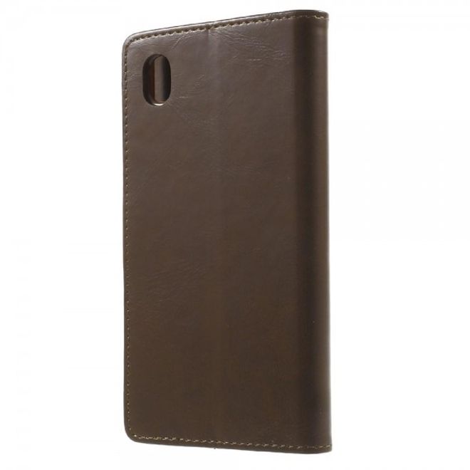 Goospery - Sony Xperia M4 Aqua Hülle - Handy Bookcover - Bluemoon Diary Series - braun