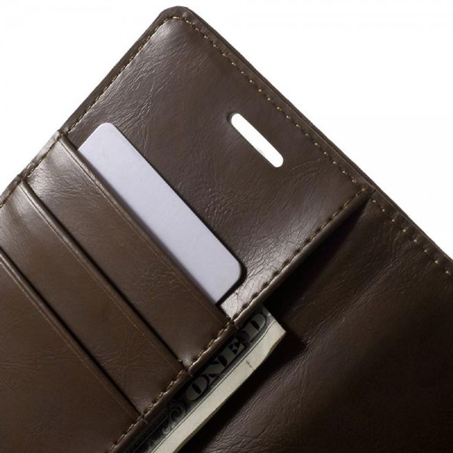 Goospery - Sony Xperia M4 Aqua Hülle - Handy Bookcover - Bluemoon Diary Series - braun