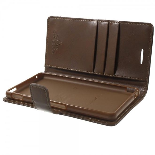 Goospery - Sony Xperia M4 Aqua Hülle - Handy Bookcover - Bluemoon Diary Series - braun