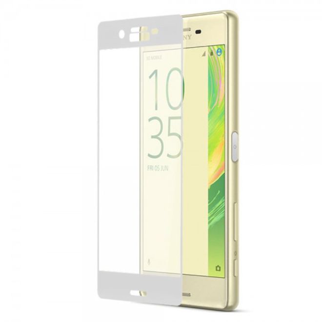 Sony Xperia X Anti-Explosions Schutzfolie aus gehärtetem Glas für die gesamte Vorderseite - weiss