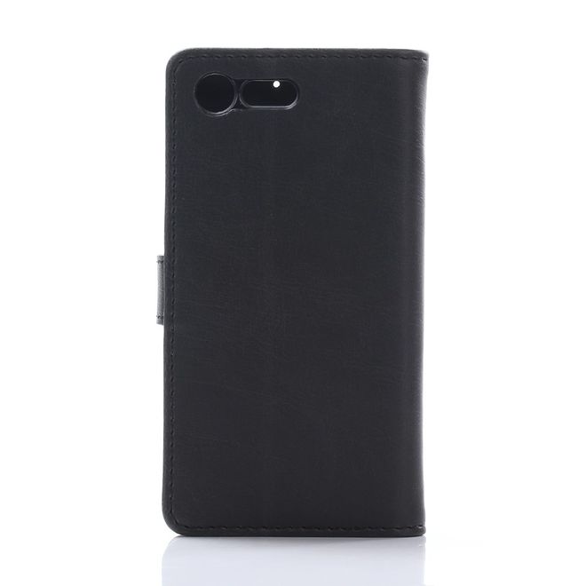 Sony Xperia X Compact Handyhülle - Crazy Horse Leder Case - mit Standfunktion - schwarz