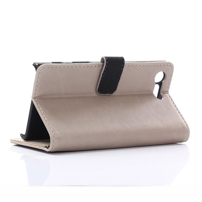 Sony Xperia X Compact Handyhülle - Crazy Horse Leder Case - mit Standfunktion - grau