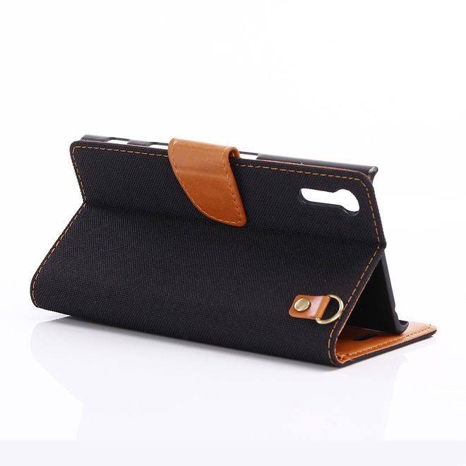 Sony Xperia XZ/XZs Handycase - Bookcover - Oxford Muster - schwarz