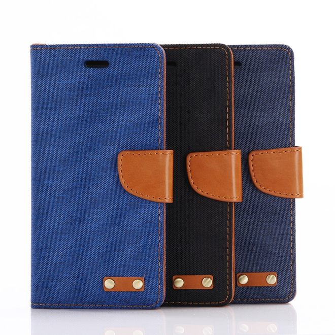 Sony Xperia XZ/XZs Handycase - Bookcover - Oxford Muster - schwarz