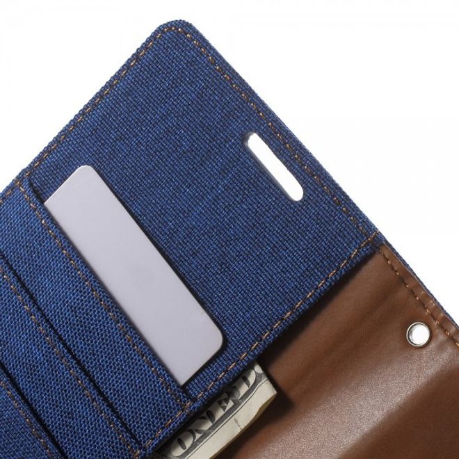 Goospery - Sony Xperia Z5 Premium/Dual Hülle - Handy Bookcover - Canvas Diary Series - blau/camel