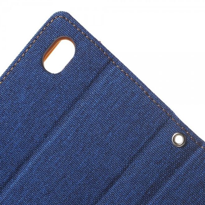 Goospery - Sony Xperia Z5 Premium/Dual Hülle - Handy Bookcover - Canvas Diary Series - blau/camel