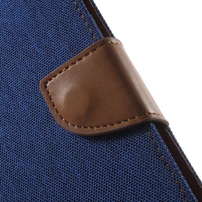 Goospery - Sony Xperia Z5 Premium/Dual Hülle - Handy Bookcover - Canvas Diary Series - blau/camel