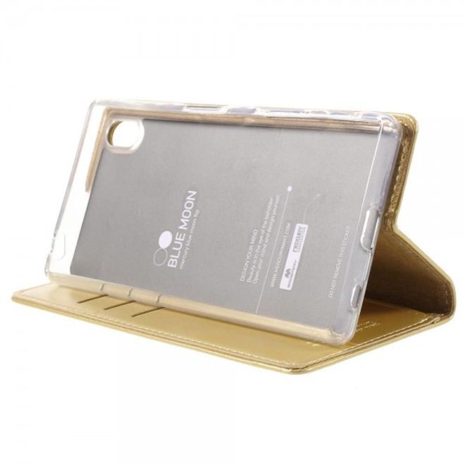 Goospery - Sony Xperia Z5/Z5 Dual Hülle - Handy Bookcover - Bluemoon Flip Series - gold