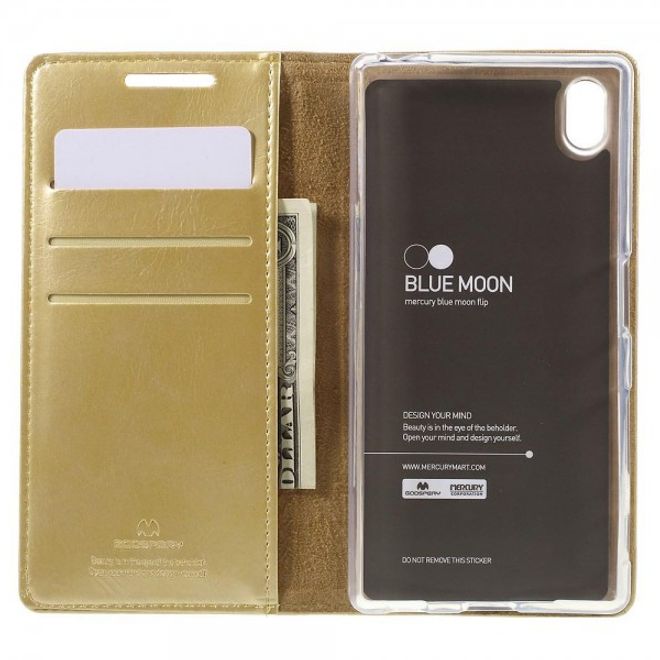 Goospery - Sony Xperia Z5/Z5 Dual Hülle - Handy Bookcover - Bluemoon Flip Series - gold