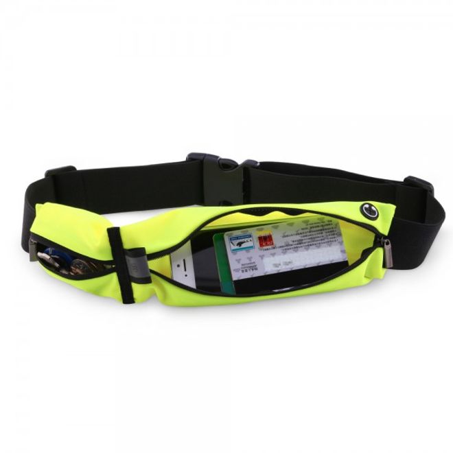 Baseus - Laufgürtel für Handys bis 5.5 Zoll - Running Belt mit 2 Reissverschlussfächern - neongelb