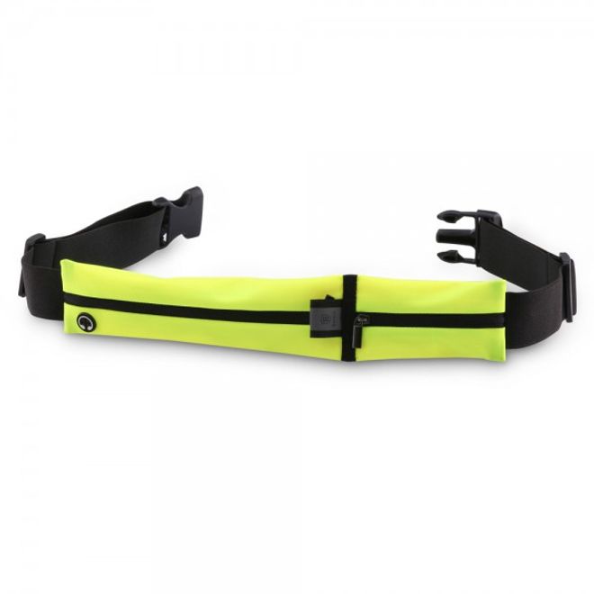 Baseus - Laufgürtel für Handys bis 5.5 Zoll - Running Belt mit 2 Reissverschlussfächern - neongelb
