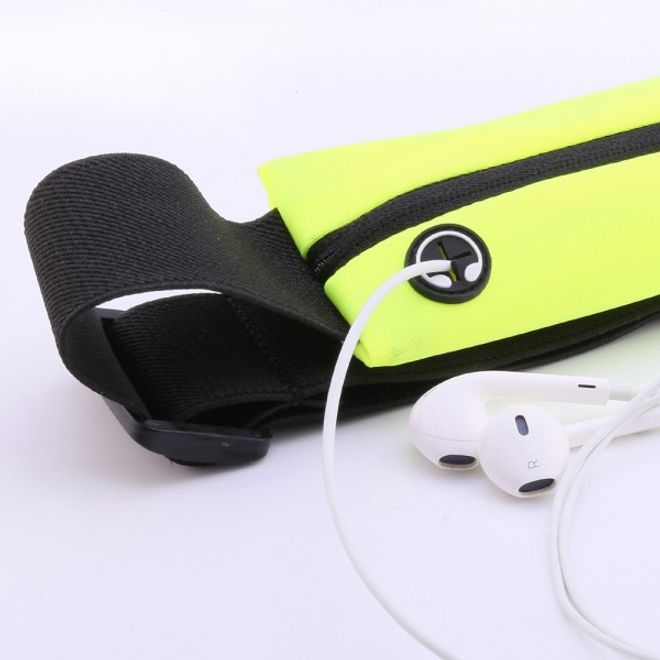 Baseus - Laufgürtel für Handys bis 5.5 Zoll - Running Belt mit 2 Reissverschlussfächern - neongelb