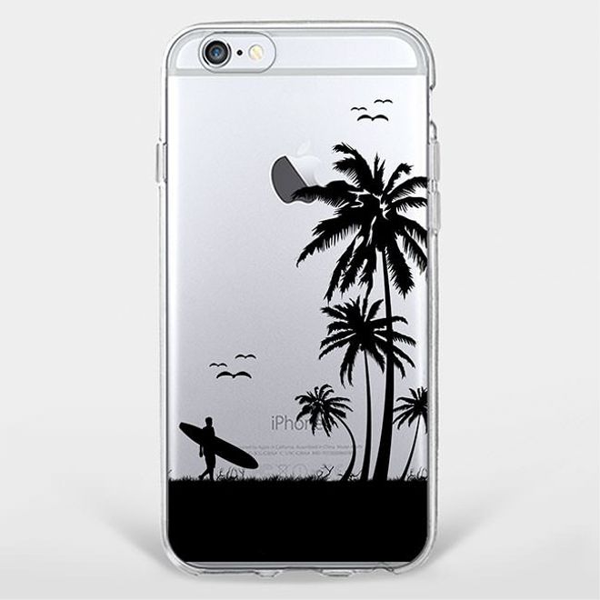 Galaxy S6 Edge Handyhülle - TPU Soft Case - Palmen mit Surfer