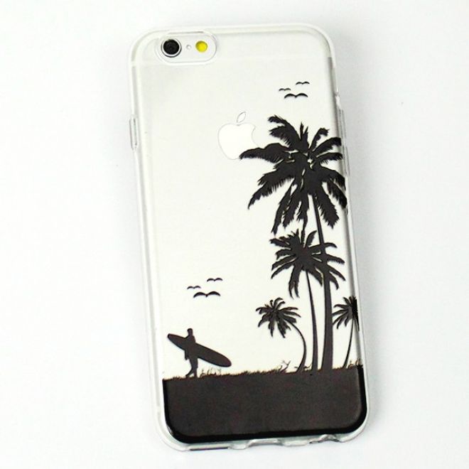 Galaxy S6 Edge Handyhülle - TPU Soft Case - Palmen mit Surfer