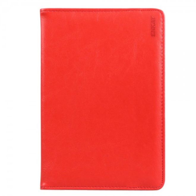 Universelle Crazy Horse Leder Case Hülle von Enkay für Tablets mit einer Länge von 185-225m und Breite von 110-140mm - rot