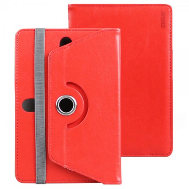 Universelle Crazy Horse Leder Case Hülle von Enkay für Tablets mit einer Länge von 185-225m und Breite von 110-140mm - rot