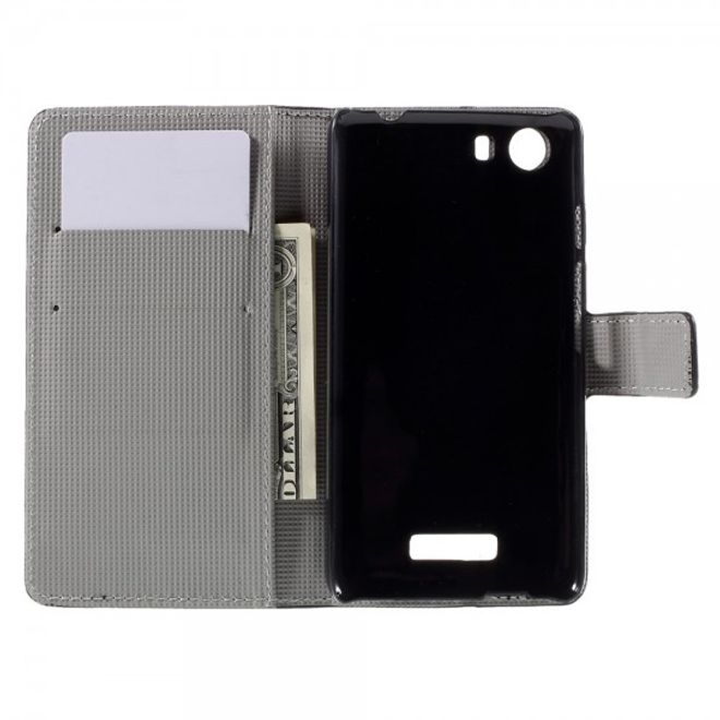 Wiko Bloom2 Leder Case Hülle mit Lotus Blumen