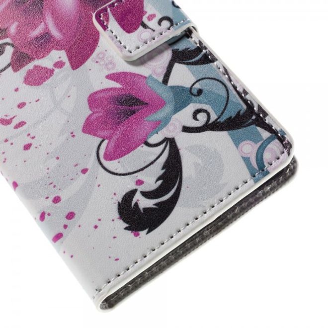 Wiko Bloom2 Leder Case Hülle mit Lotus Blumen