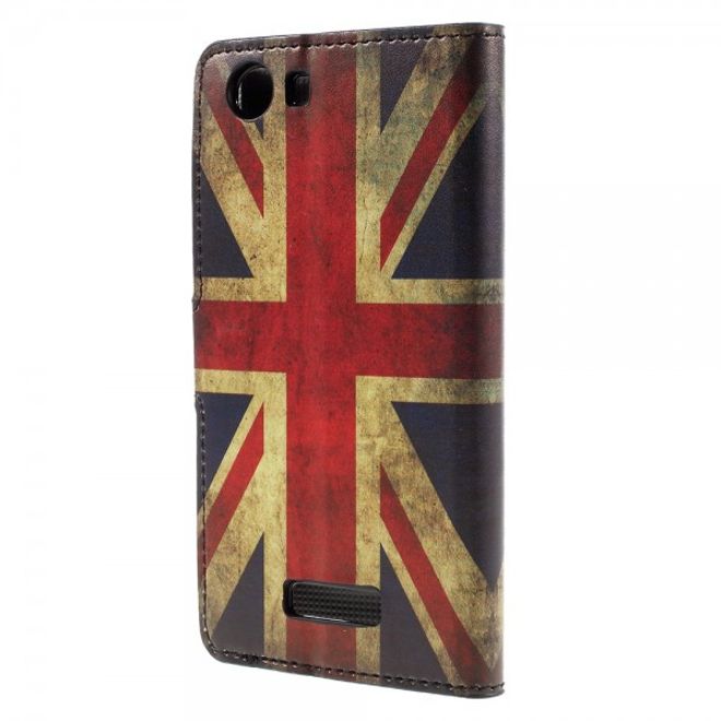 Wiko Bloom2 Leder Case Hülle mit UK Flagge retro-style