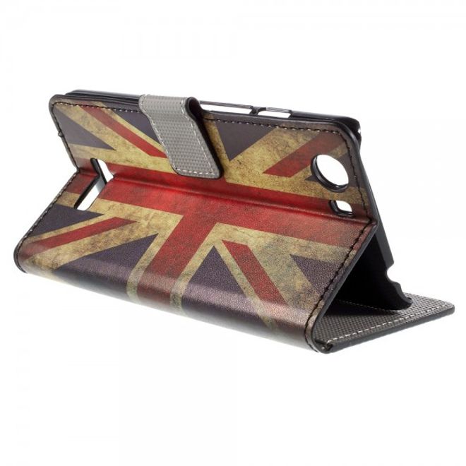 Wiko Bloom2 Leder Case Hülle mit UK Flagge retro-style