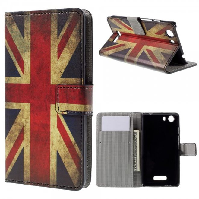 Wiko Bloom2 Leder Case Hülle mit UK Flagge retro-style