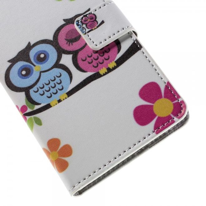Wiko Bloom2 Leder Case Hülle mit verliebtem Eulenpärchen
