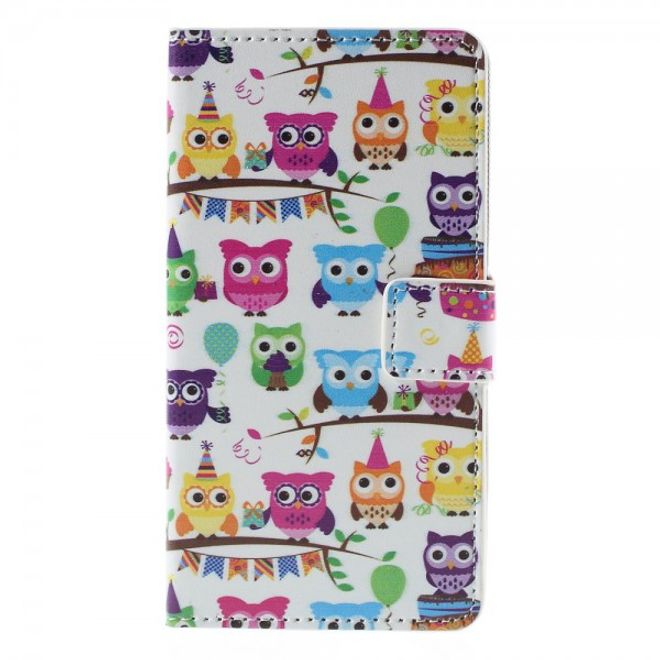 Wiko Bloom2 Leder Case Hülle mit vielen kleinen Eulen