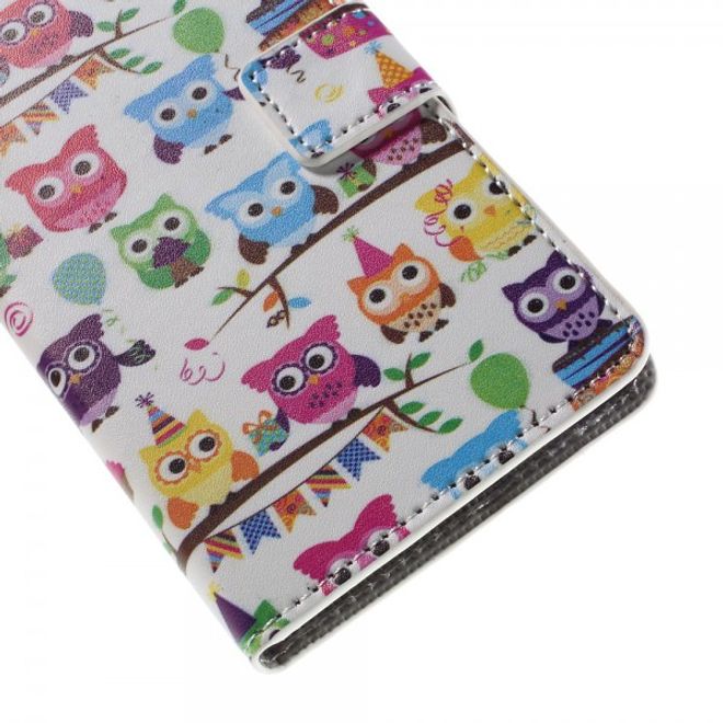Wiko Bloom2 Leder Case Hülle mit vielen kleinen Eulen