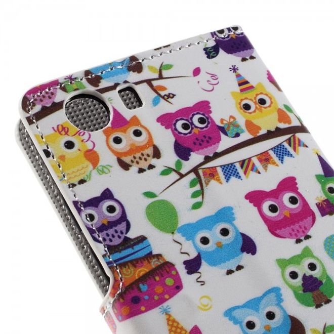 Wiko Bloom2 Leder Case Hülle mit vielen kleinen Eulen