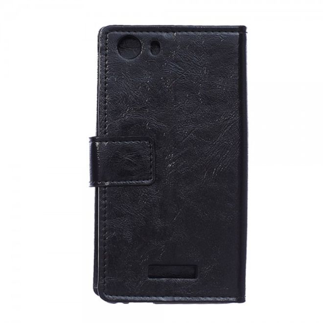 Wiko Bloom2 Schicke Crazy Horse Leder Case Hülle mit Standfunktion - schwarz