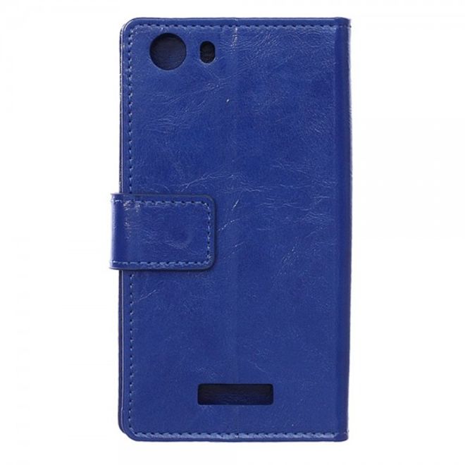 Wiko Bloom2 Schicke Crazy Horse Leder Case Hülle mit Standfunktion - blau