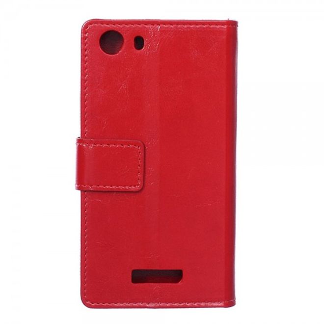 Wiko Bloom2 Schicke Crazy Horse Leder Case Hülle mit Standfunktion - rot
